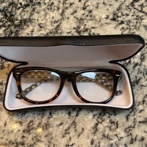 MacKenzie-Childs Tortoise Shell Reader Glasses with Checkered Arms